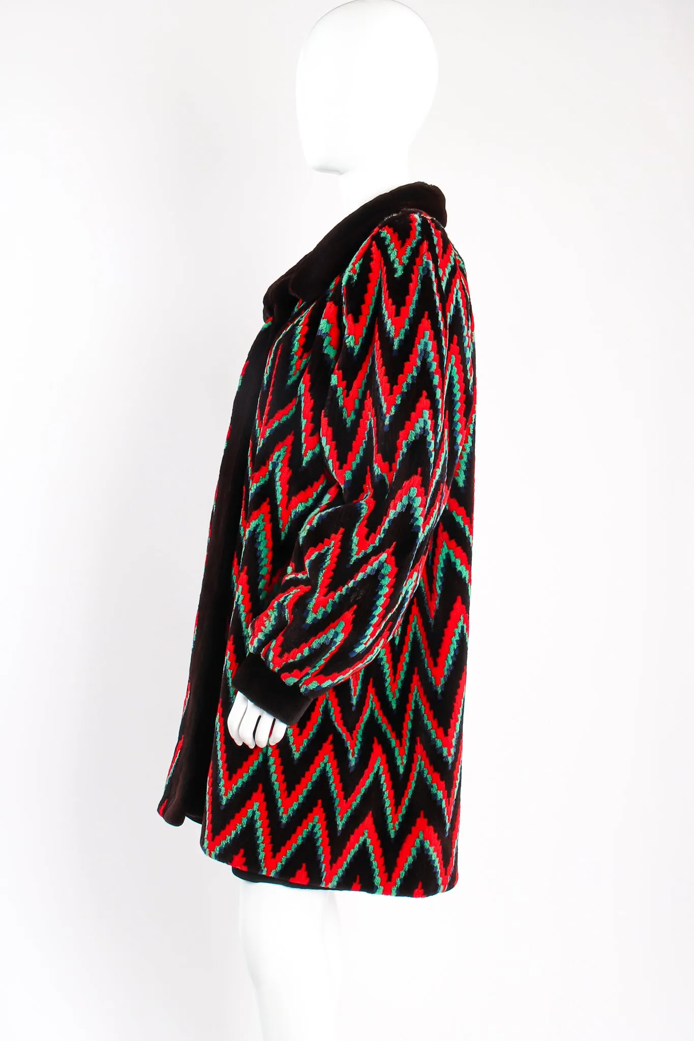 Rainbow Chevron Blanket Stripe Fur Coat