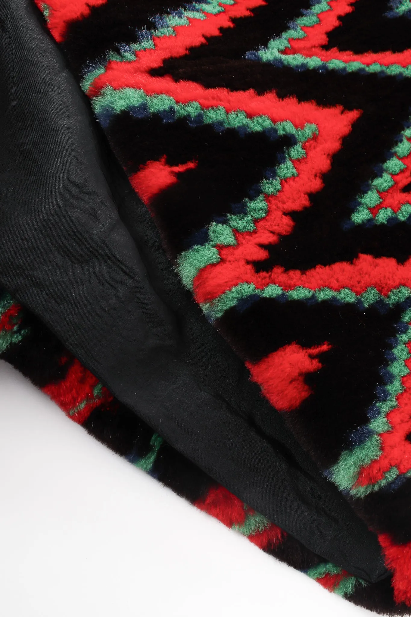 Rainbow Chevron Blanket Stripe Fur Coat
