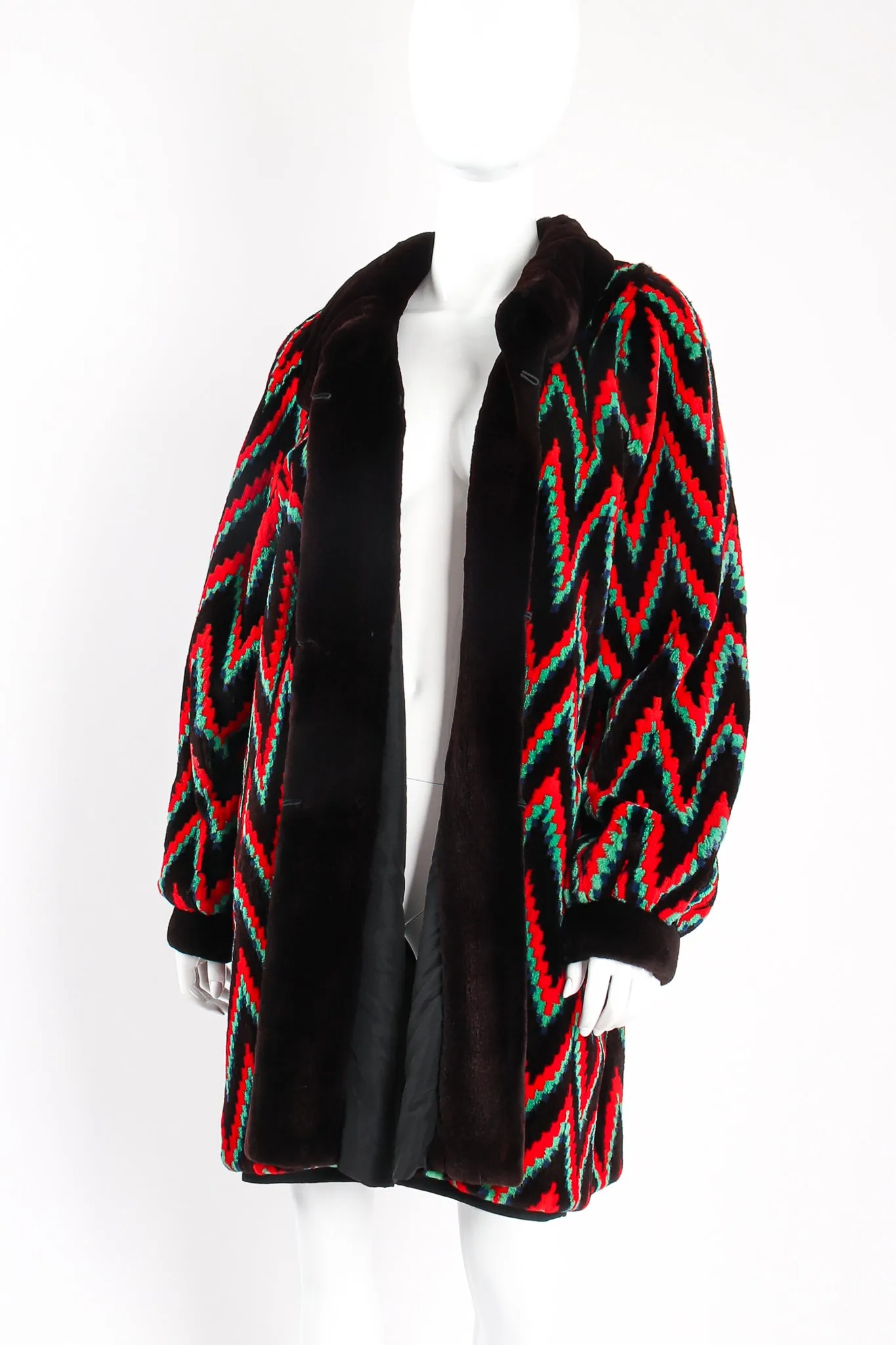 Rainbow Chevron Blanket Stripe Fur Coat