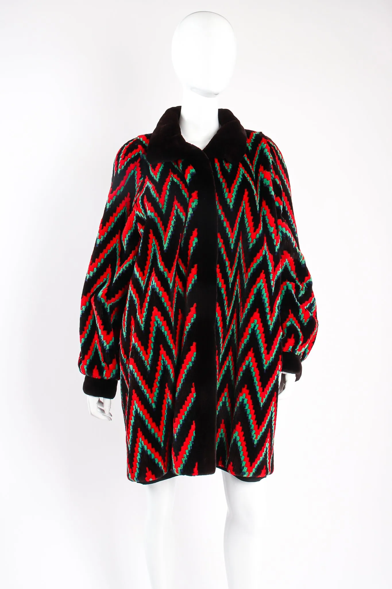 Rainbow Chevron Blanket Stripe Fur Coat