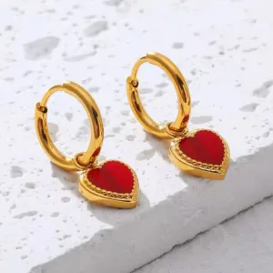 Red Heart Huggies Earrings