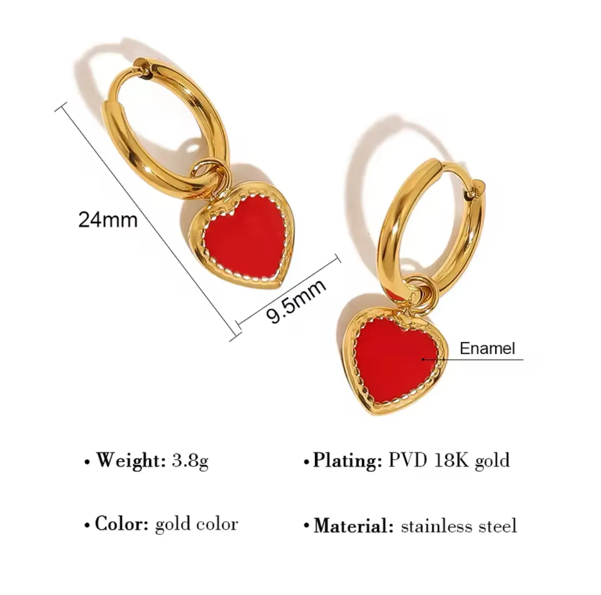 Red Heart Huggies Earrings