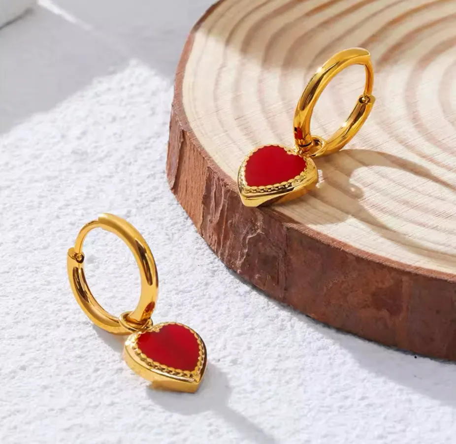 Red Heart Huggies Earrings