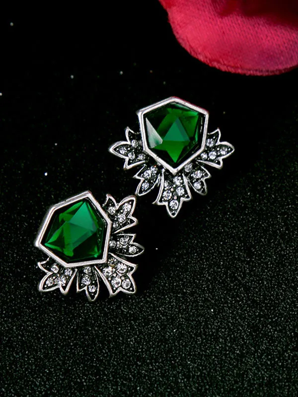 Retro Irregular Green Earrings