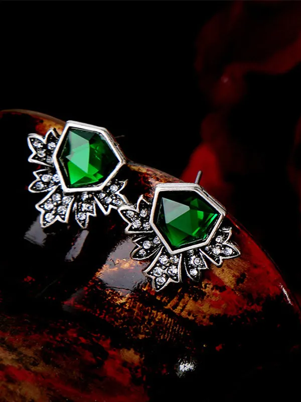 Retro Irregular Green Earrings