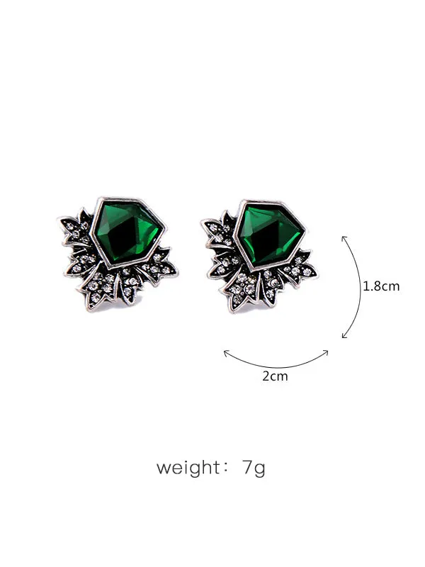 Retro Irregular Green Earrings