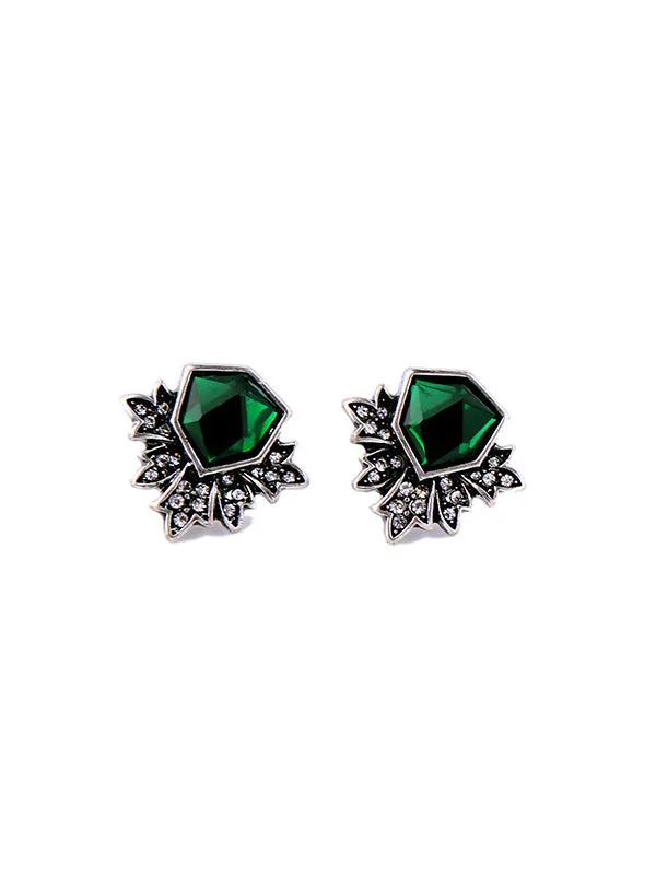 Retro Irregular Green Earrings