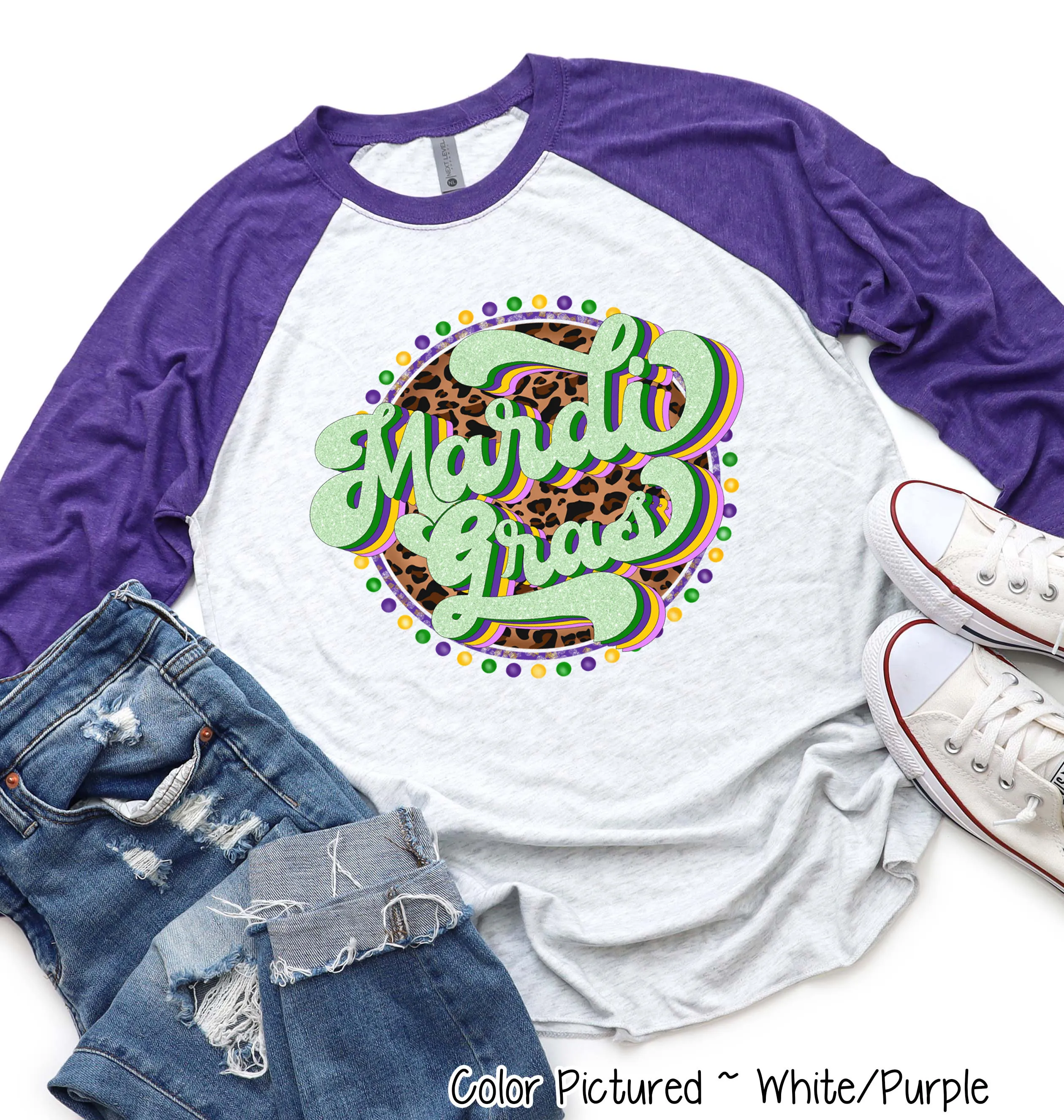 Retro Leopard Mardi Gras Tee