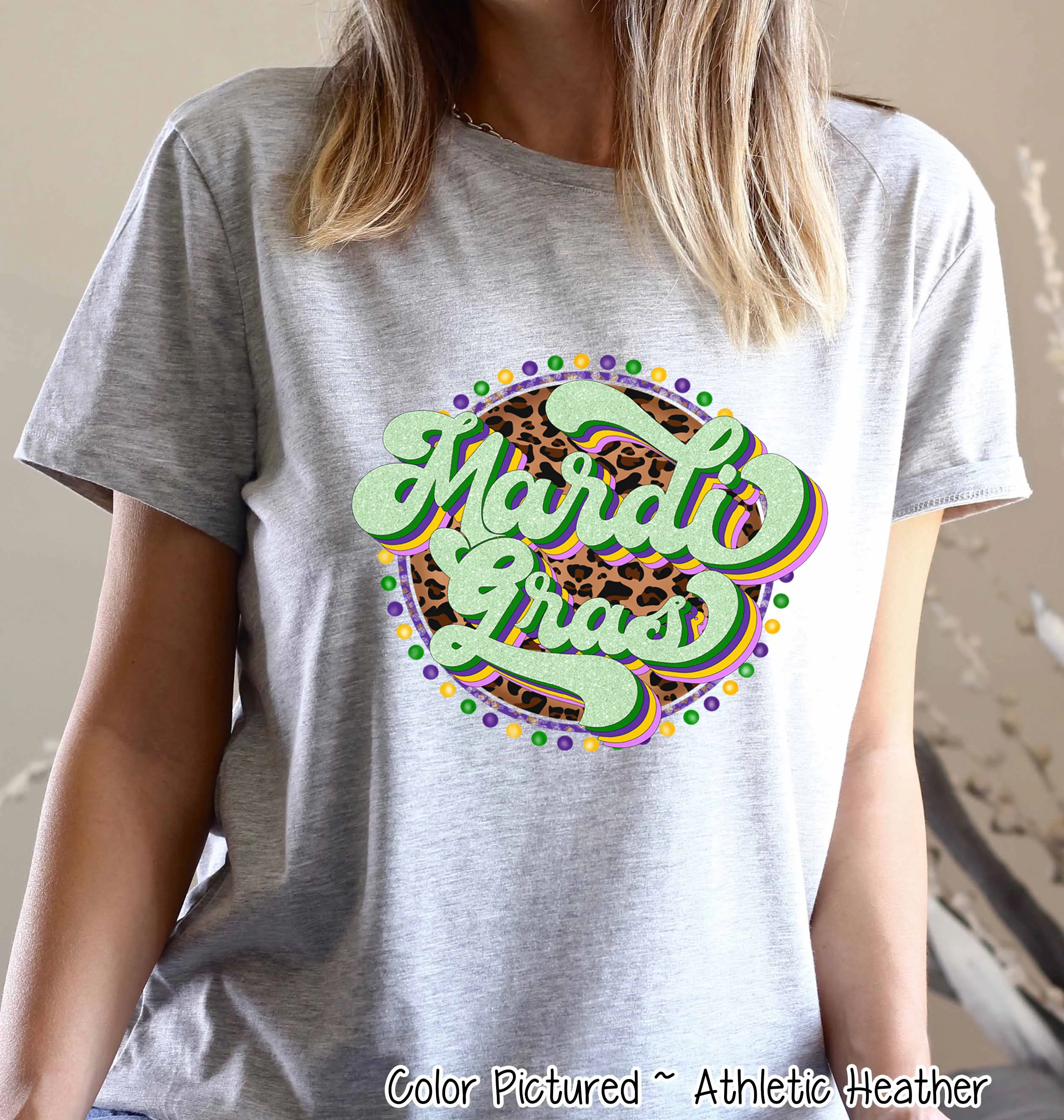 Retro Leopard Mardi Gras Tee