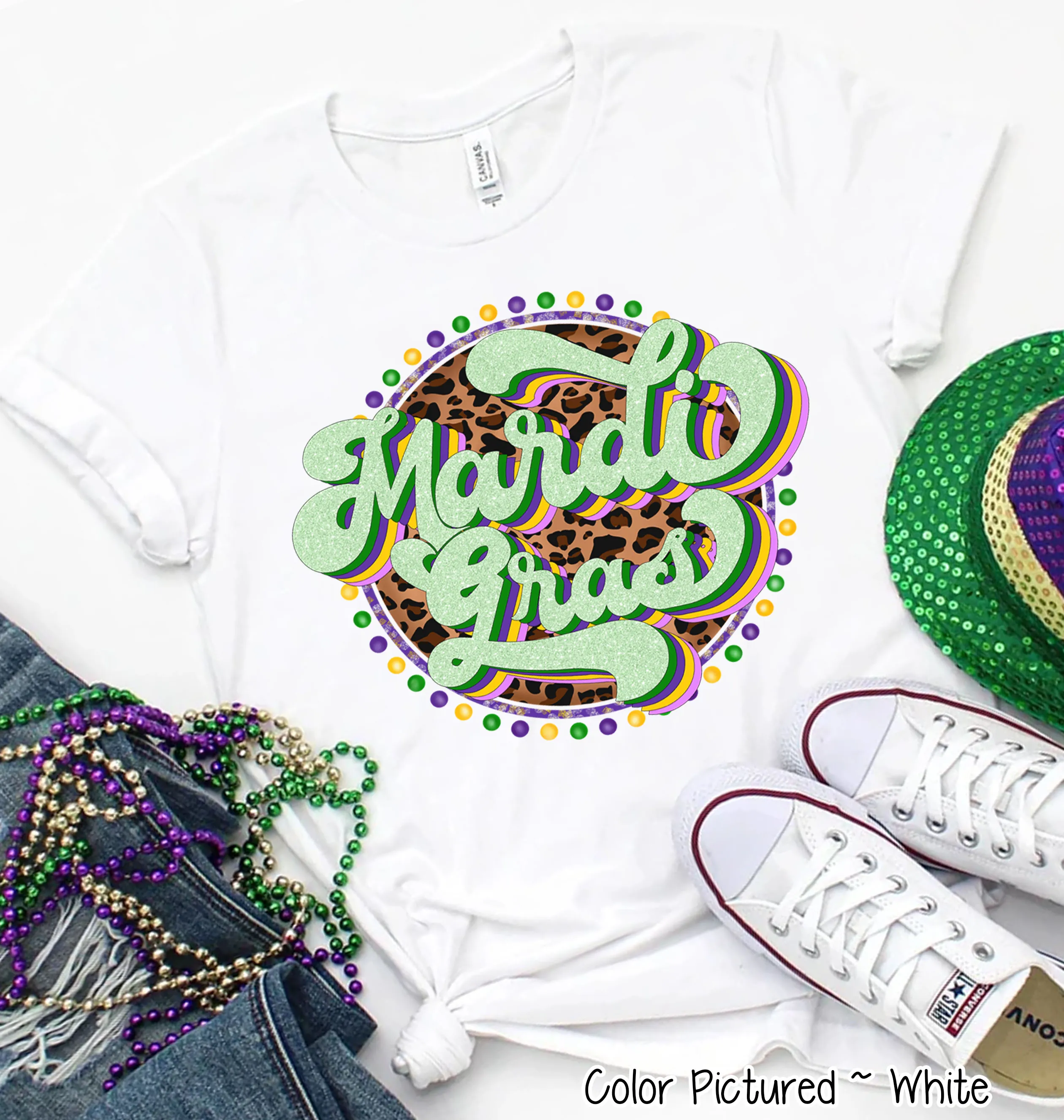 Retro Leopard Mardi Gras Tee