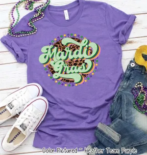Retro Leopard Mardi Gras Tee