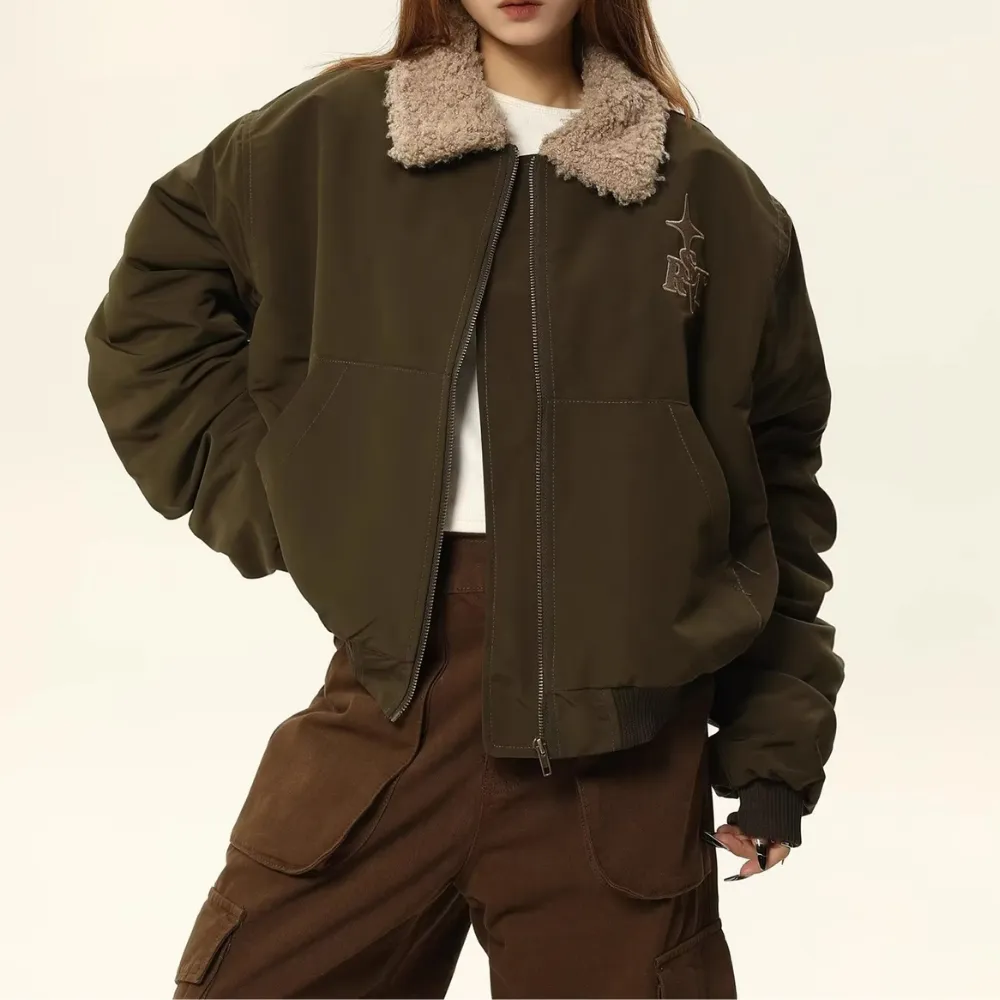 Retro Sherpa Lapel Cropped Coat
