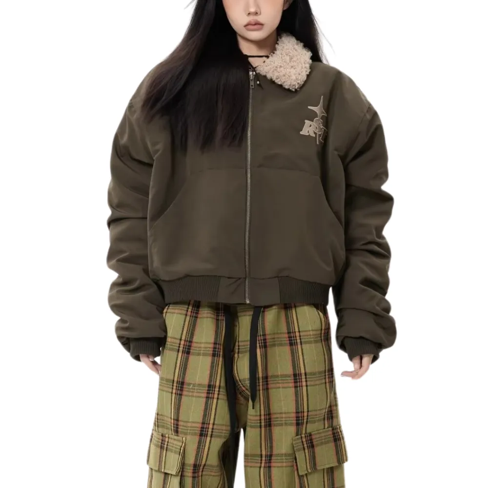 Retro Sherpa Lapel Cropped Coat
