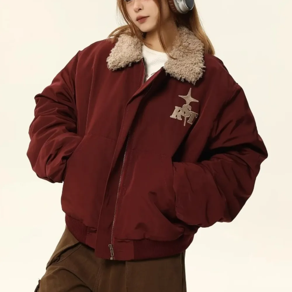 Retro Sherpa Lapel Cropped Coat