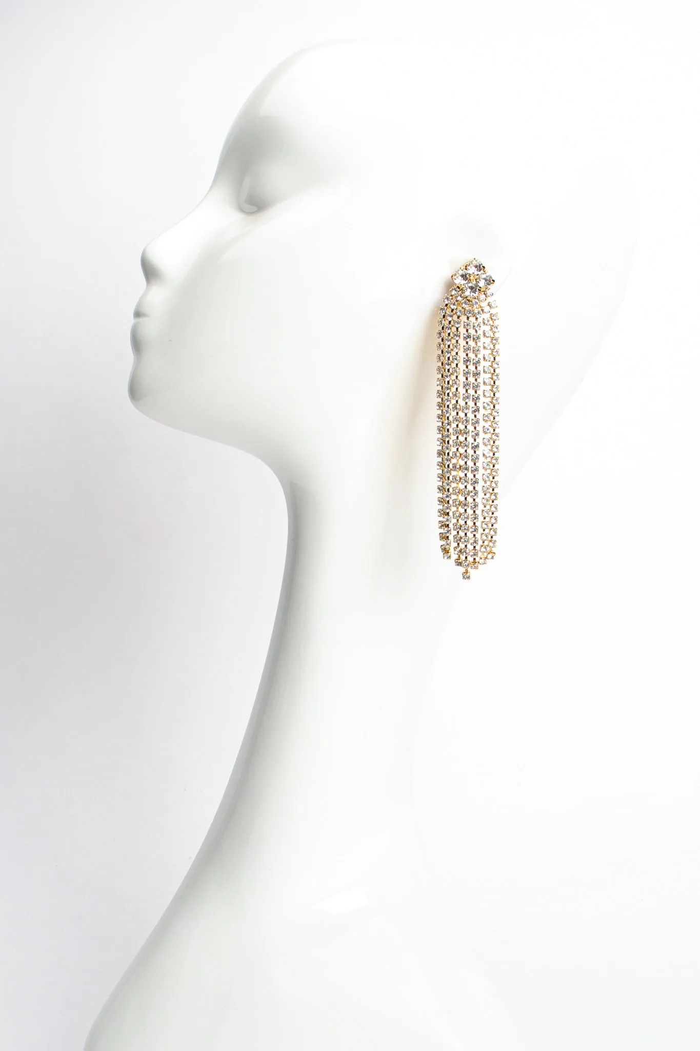 Rhinestone Fringe Cluster Earrings