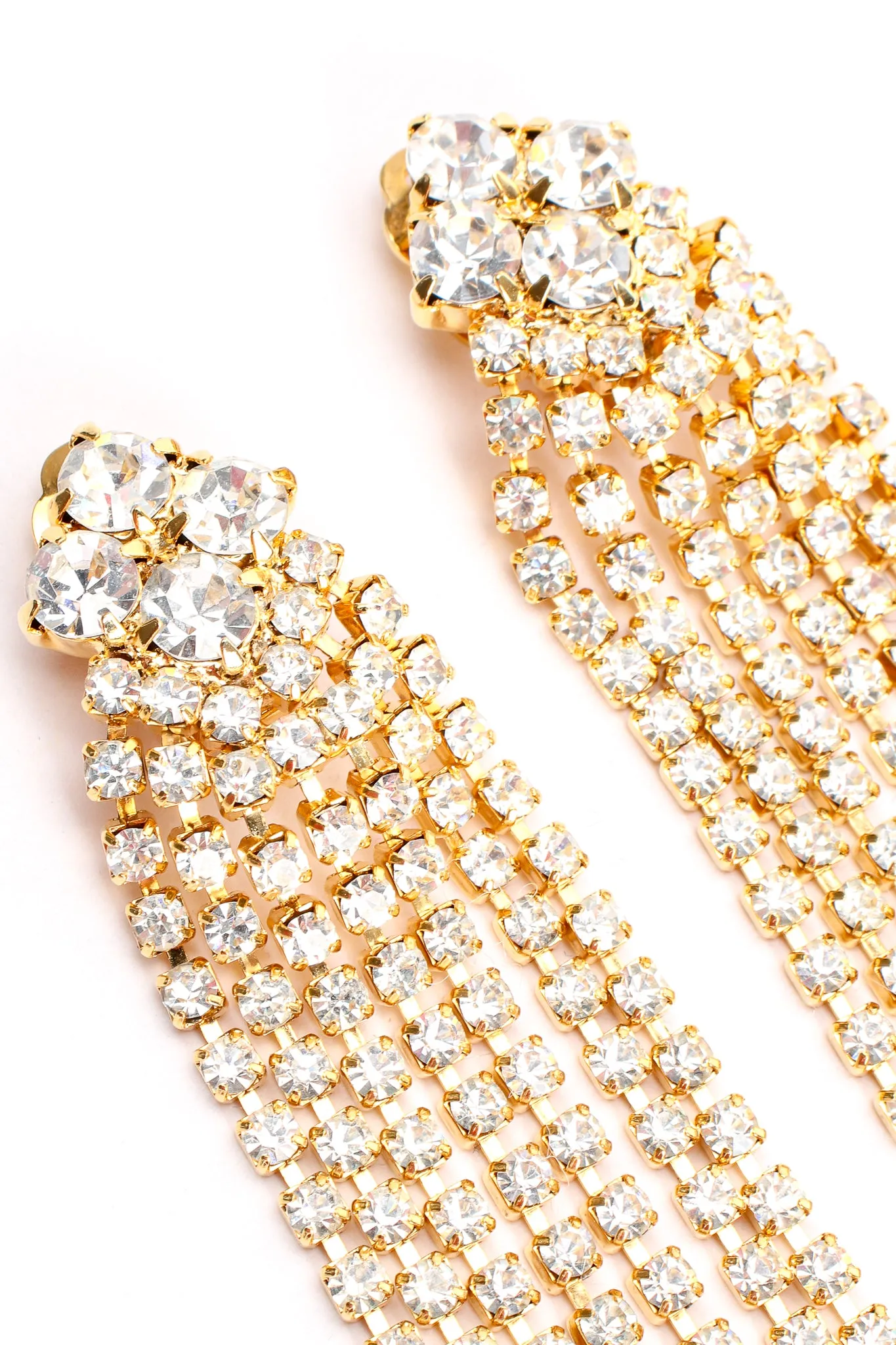 Rhinestone Fringe Cluster Earrings