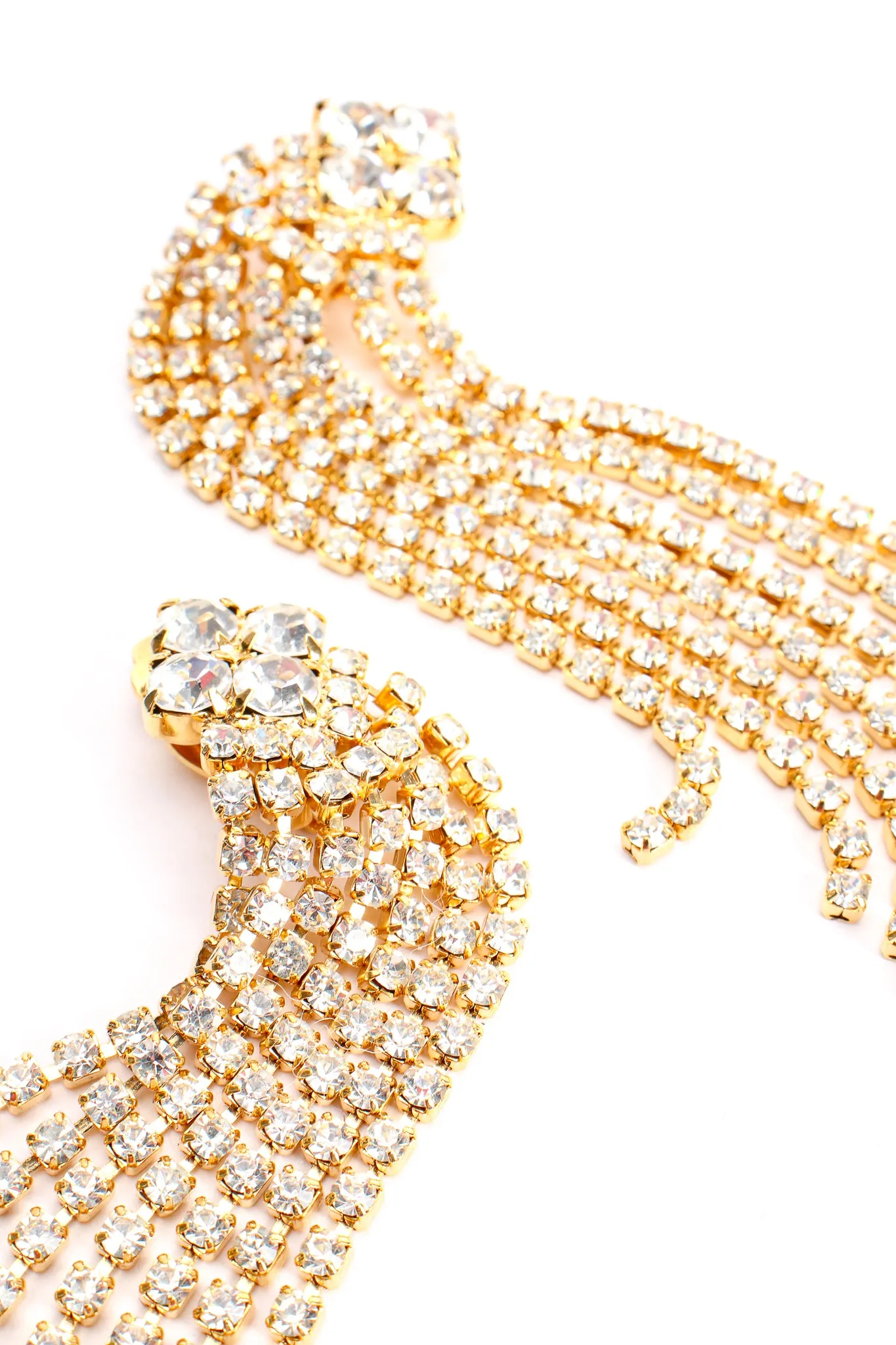 Rhinestone Fringe Cluster Earrings