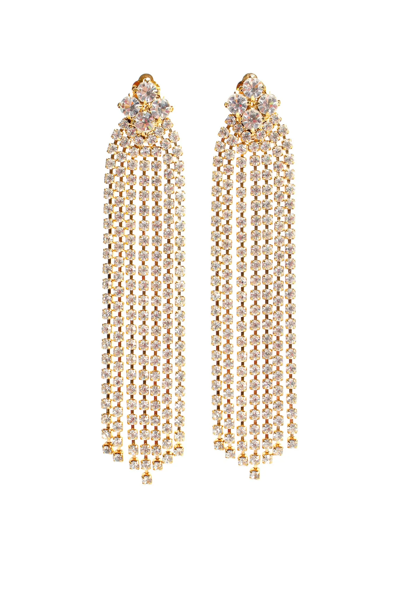 Rhinestone Fringe Cluster Earrings