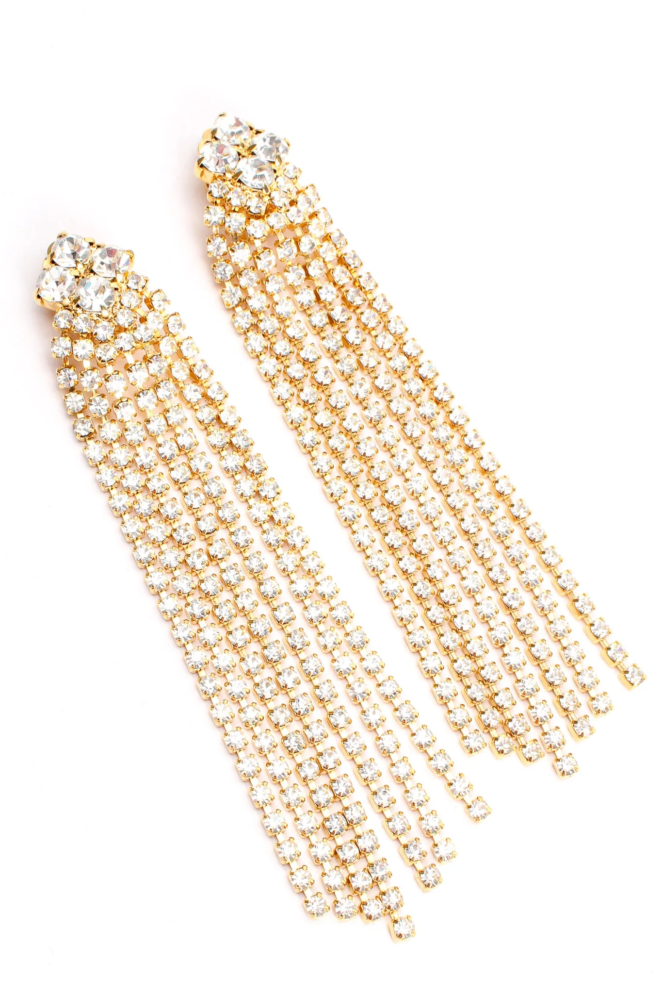 Rhinestone Fringe Cluster Earrings