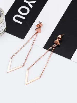 Rose Gold Earrings Simple Temperament V-shaped Earrings Female