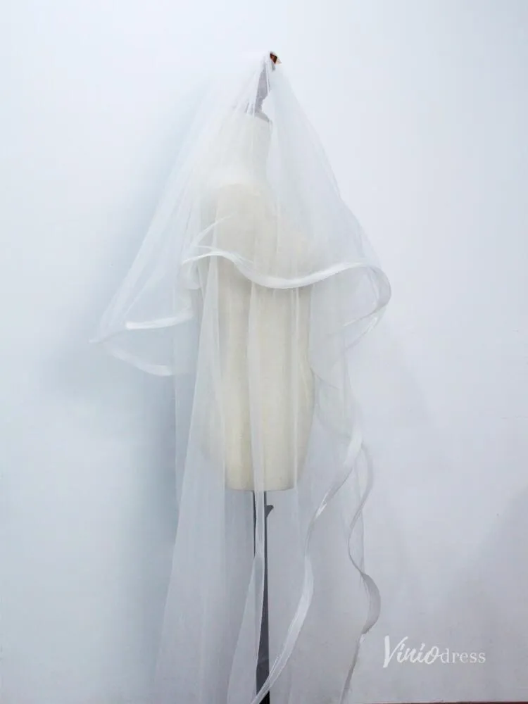 Roycebridal Long Tulle Blusher Veil Drop Bridal Veils Viniodress AC1308