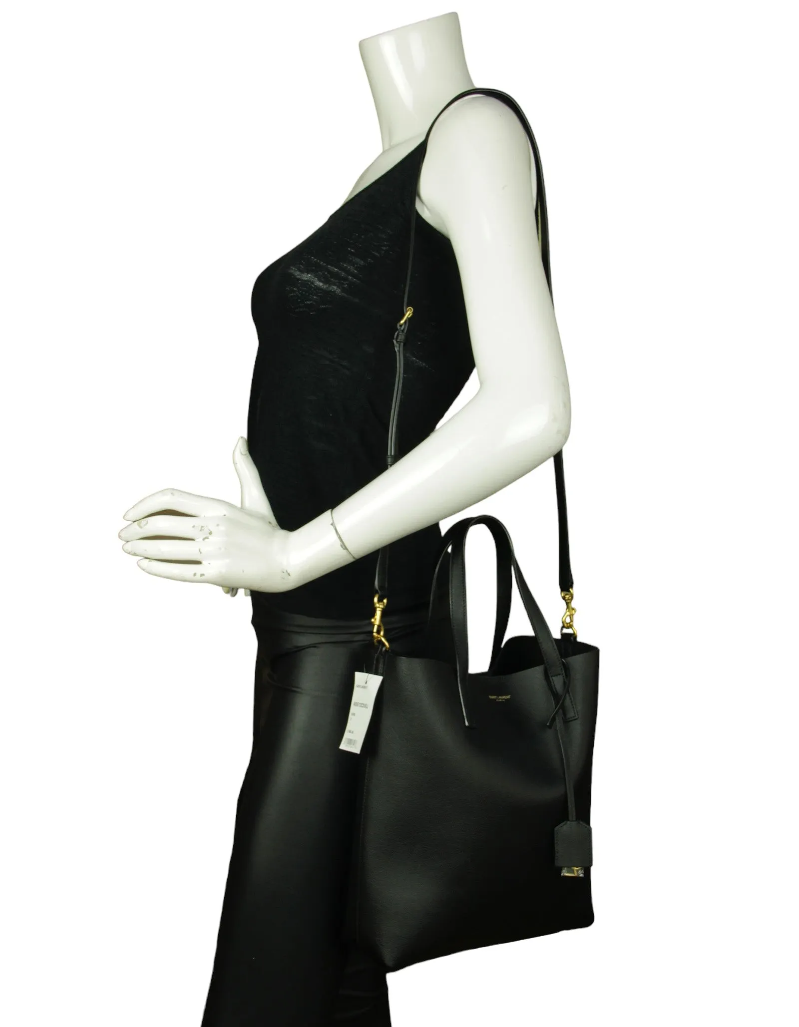 Saint Laurent Black Calfskin Toy Shopping Tote