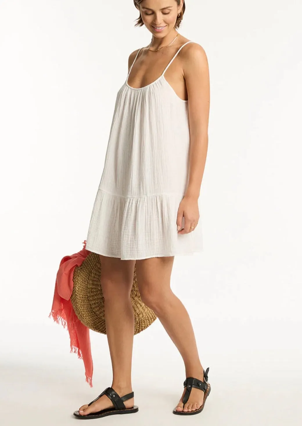 Sea Level Sunset Short Sundress White