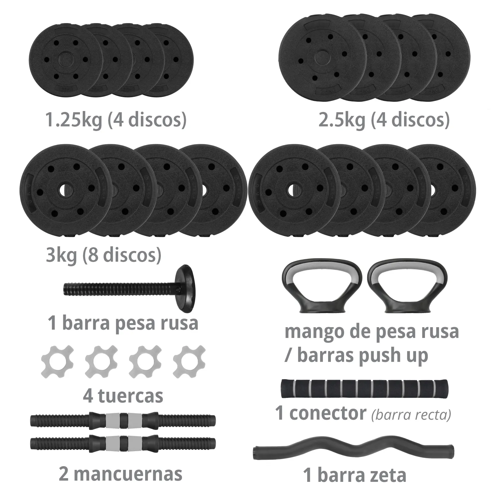Set De Mancuernas Pesa Rusa Ajustable 40 Kg Altera Ejercicio
