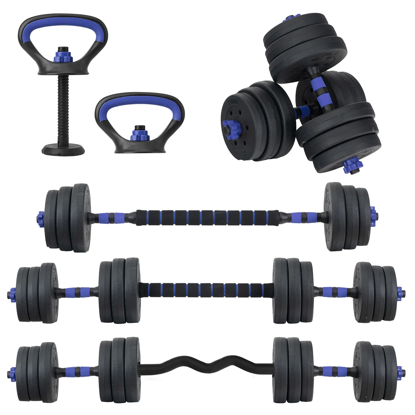 Set Mancuernas Altera Barra Ajustable 20kg Pesa Rusa Discos