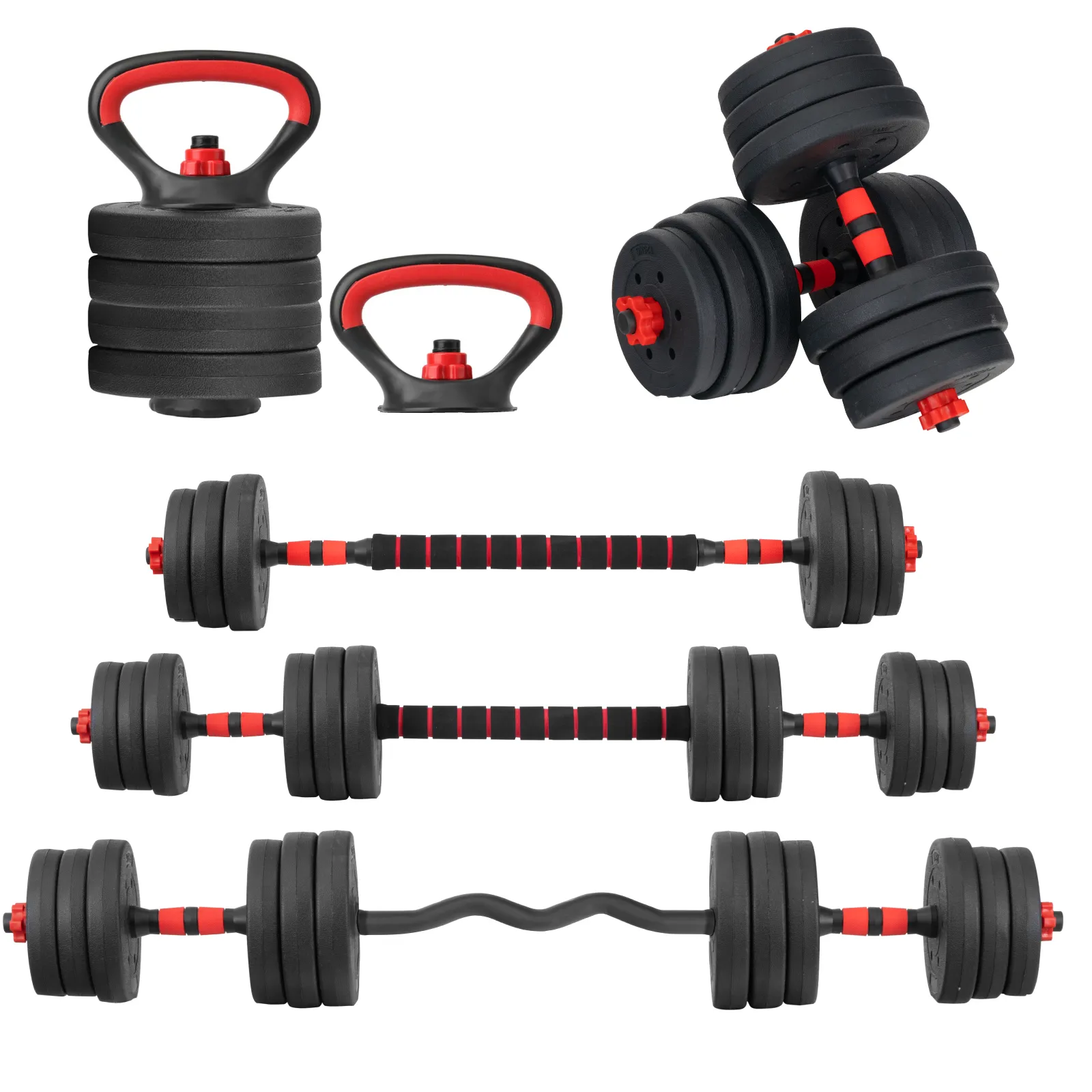 Set Mancuernas Altera Barra Ajustable 20kg Pesa Rusa Discos