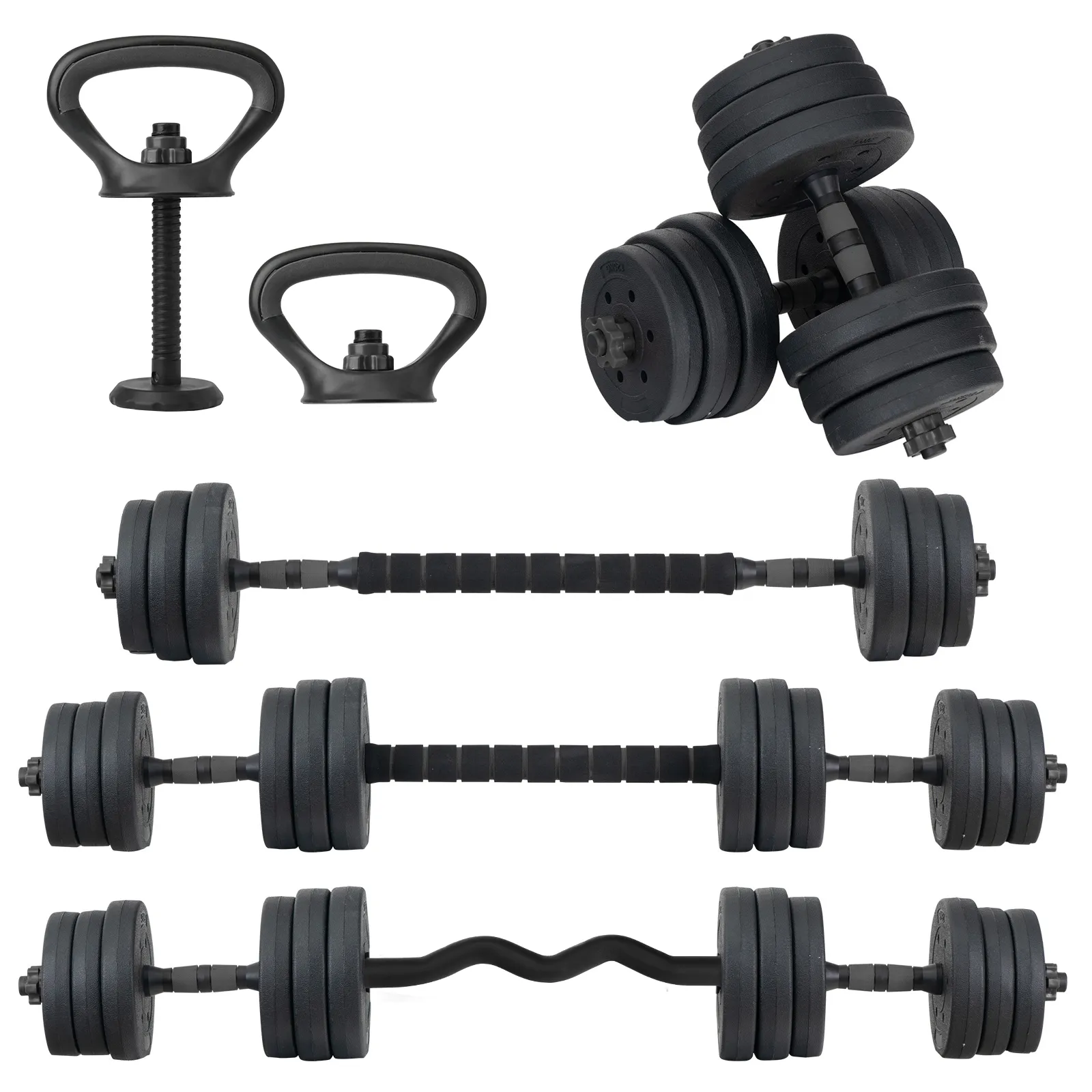 Set Mancuernas Altera Barra Ajustable 20kg Pesa Rusa Discos