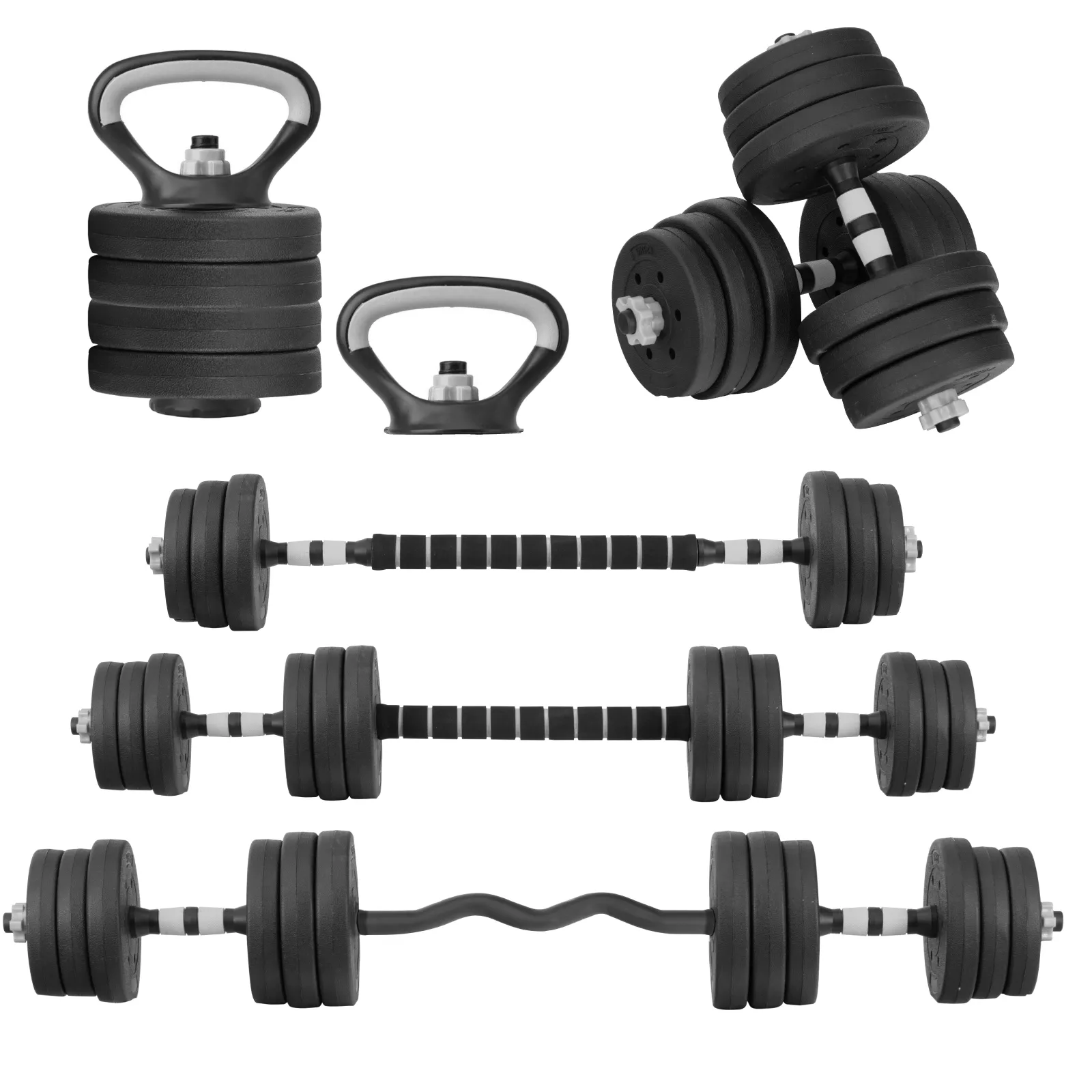 Set Mancuernas Altera Barra Ajustable 20kg Pesa Rusa Discos