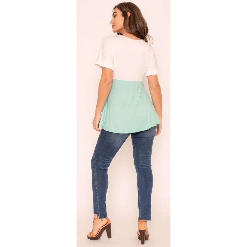 Short Cuff Sleeve Color Block