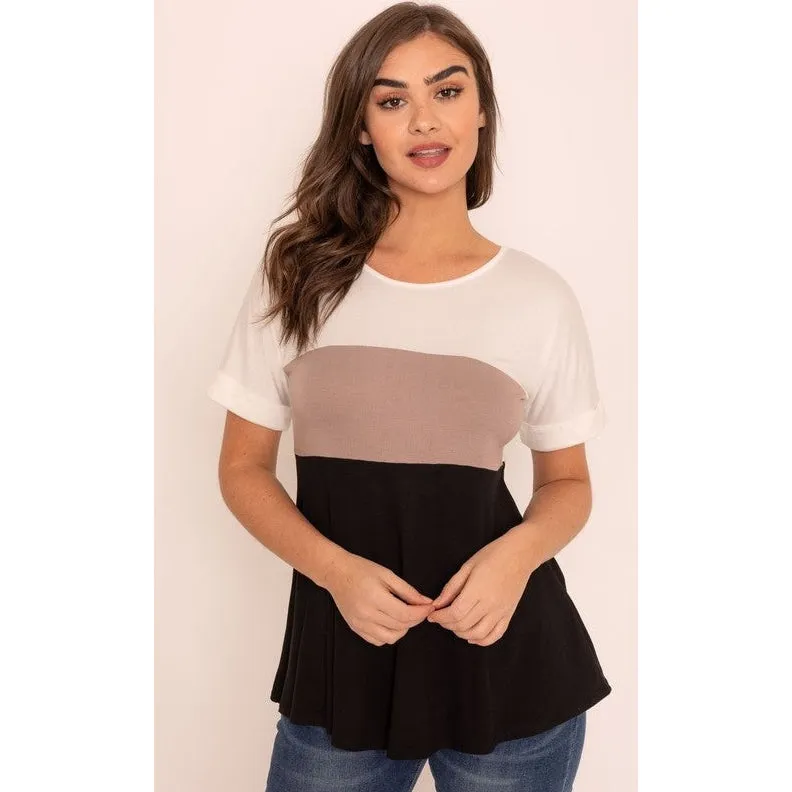 Short Cuff Sleeve Color Block