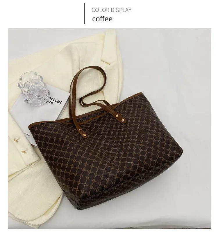 Simple Big Tote Bag Hot Solid Colour Women's Bag Fashion PU Luxury Designer Bags Leisure Print Advanced High Capacity Hand Bag