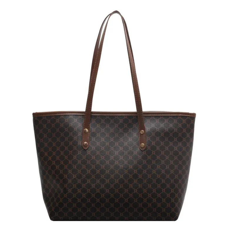 Simple Big Tote Bag Hot Solid Colour Women's Bag Fashion PU Luxury Designer Bags Leisure Print Advanced High Capacity Hand Bag