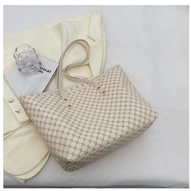 Simple Big Tote Bag Hot Solid Colour Women's Bag Fashion PU Luxury Designer Bags Leisure Print Advanced High Capacity Hand Bag