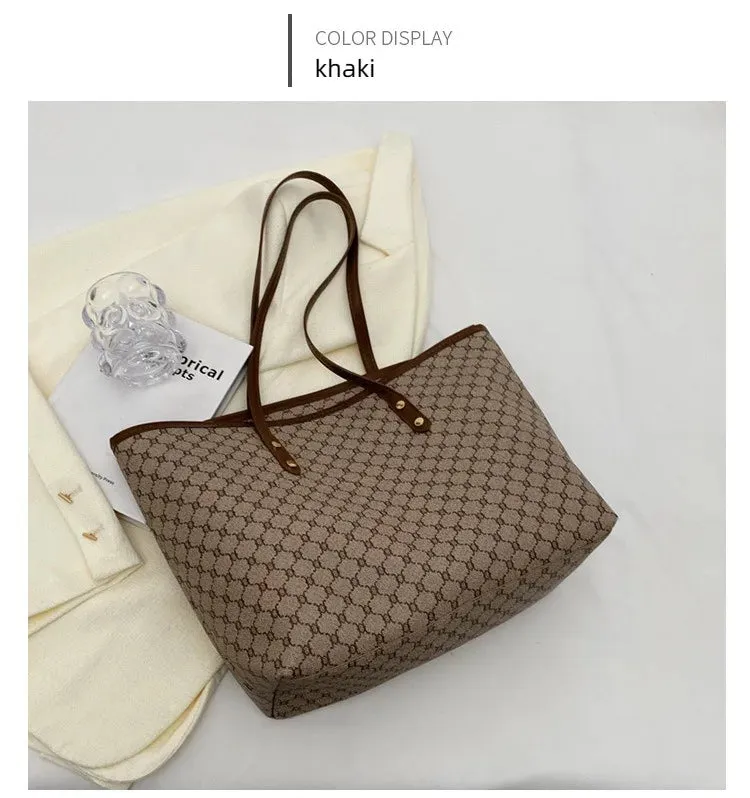 Simple Big Tote Bag Hot Solid Colour Women's Bag Fashion PU Luxury Designer Bags Leisure Print Advanced High Capacity Hand Bag