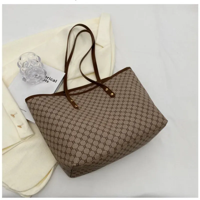 Simple Big Tote Bag Hot Solid Colour Women's Bag Fashion PU Luxury Designer Bags Leisure Print Advanced High Capacity Hand Bag