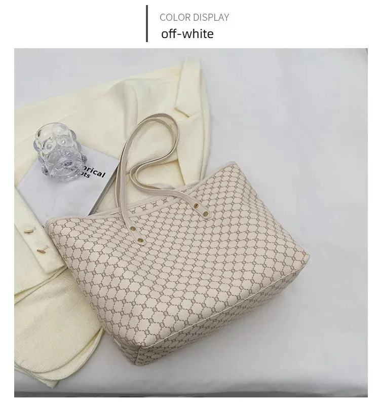 Simple Big Tote Bag Hot Solid Colour Women's Bag Fashion PU Luxury Designer Bags Leisure Print Advanced High Capacity Hand Bag