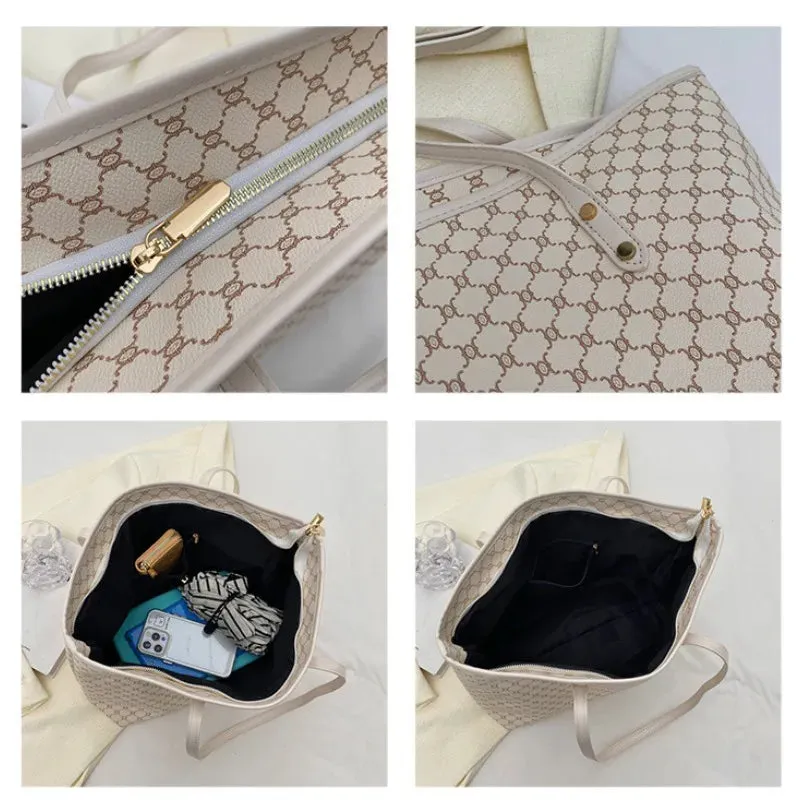Simple Big Tote Bag Hot Solid Colour Women's Bag Fashion PU Luxury Designer Bags Leisure Print Advanced High Capacity Hand Bag