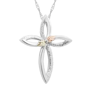 Simple Cross - Sterling Silver Black Hills Gold Pendant