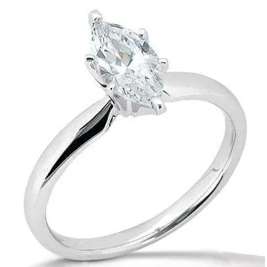 Simple Marquise Natural Earth Mined Diamond Solitaire Ring
