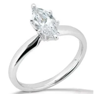 Simple Marquise Natural Earth Mined Diamond Solitaire Ring