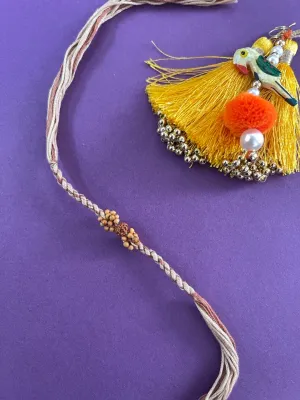 Simple Rudraksha Rakhi With Beads Brown Thread Rakhi For Raksha Bandhan