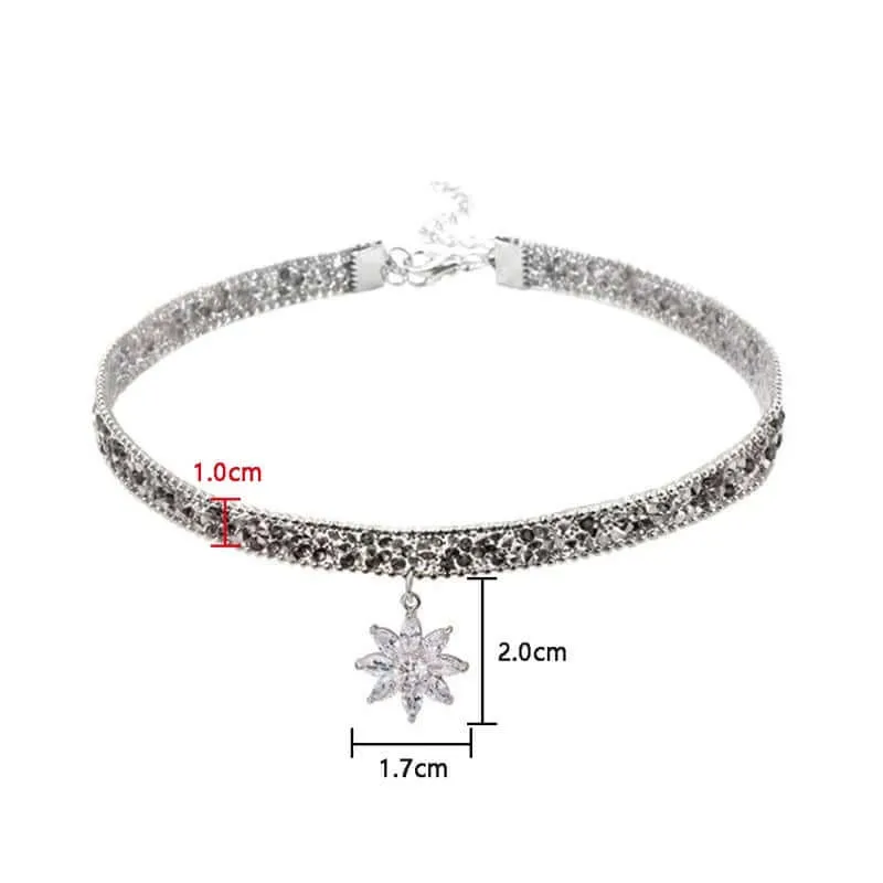 Sparkle Flower Choker Necklace