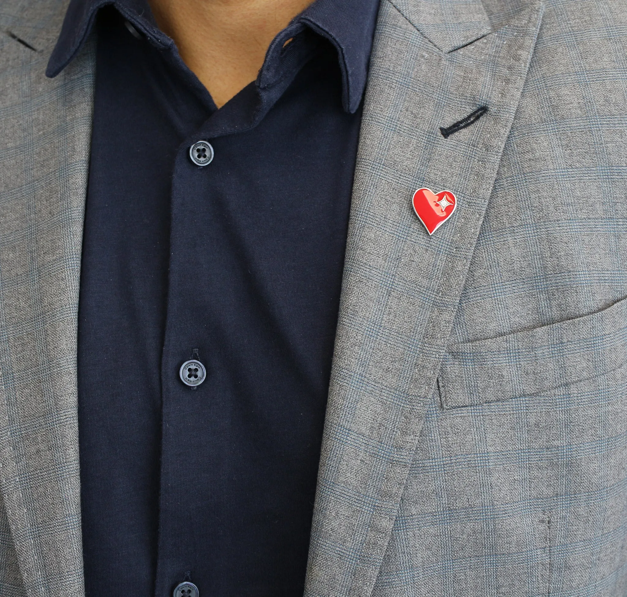 Sparkle Heart Lapel Pin For Frontline Heroes <br> SRLP-00930WHT