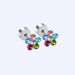 Sparkling Multicoloured Flower Hypoallergenic Stud Earrings
