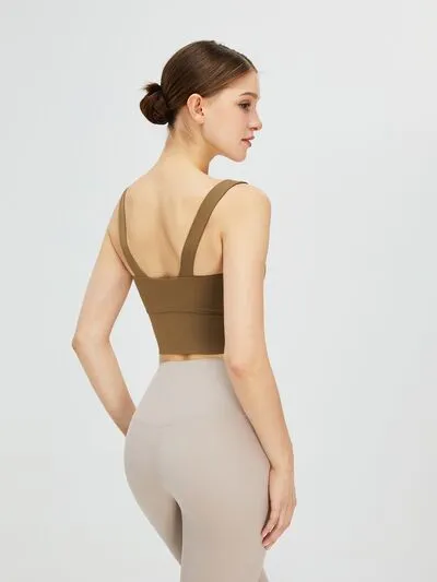 Square Neck Wide Strap Active Bra