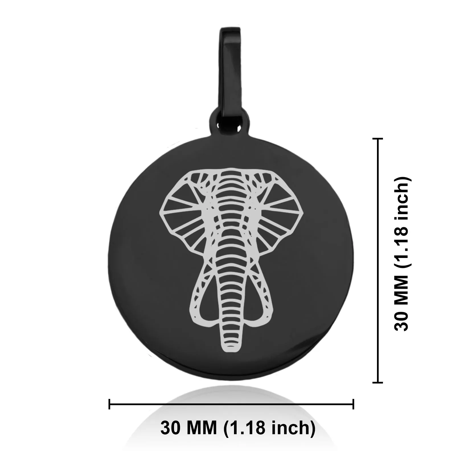 Stainless Steel Geometric Polygon Elephant Round Medallion Keychain